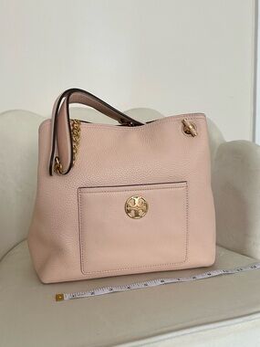 Tory Burch Blush Pebbled Leather Chain-Handle Shoulder Bag